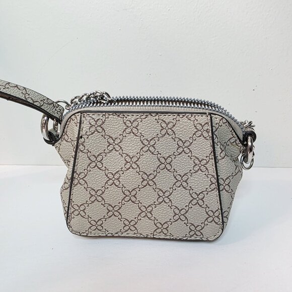 Nine West Leather Mini Cosmetic Handbag Beige Brown Chain Handle Bag Purse - Picture 4 of 6